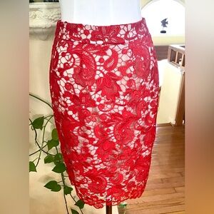 Boston proper Red Lace Skirt size O